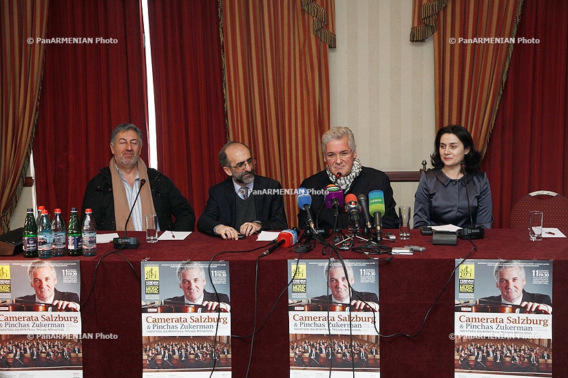 Press conference of world famous violinist Pinchas Zukerman and   Camerata Salzburg orchestra's general manager