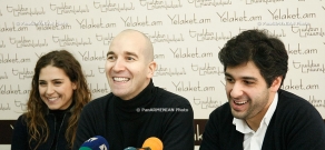 Press conference of world-famous Italian accordionist and bandoneonist Mario Stefano Pietrodarchi,  flautist  Sarah Rulli and conductor Sergey Smbatyan 