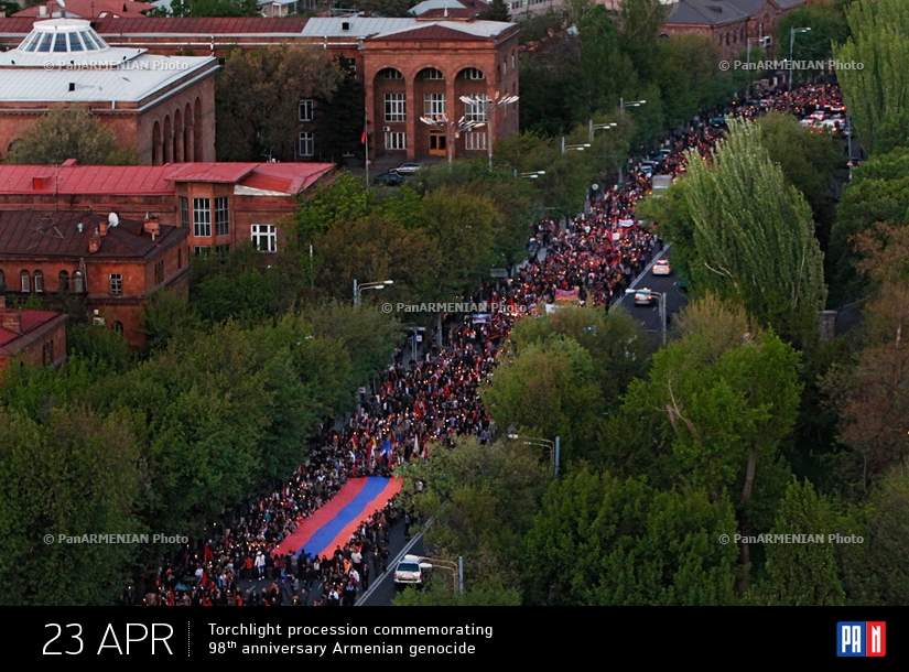  Torchlight procession commemorating 98th anniversary  Armenian genocide 