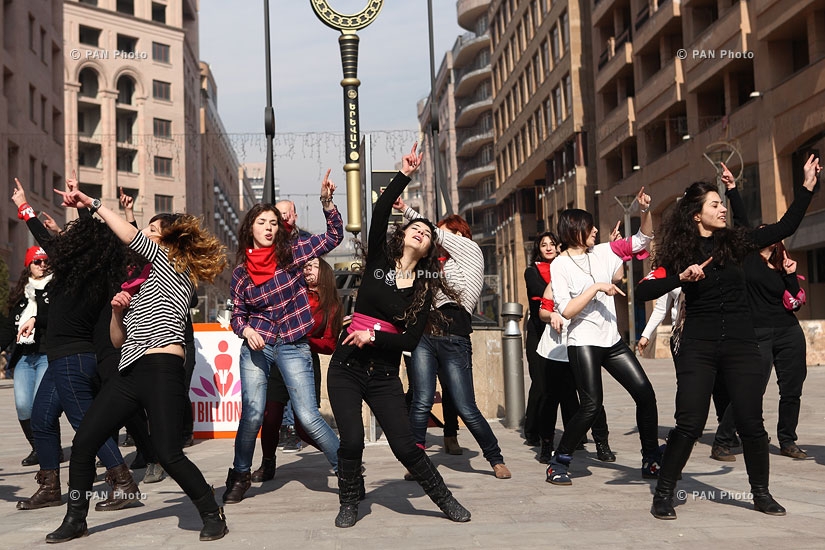 Dance flashmob of femen activists in the framework of V-Day and 1 Billion Rising