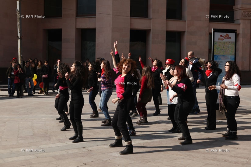 Dance flashmob of femen activists in the framework of V-Day and 1 Billion Rising