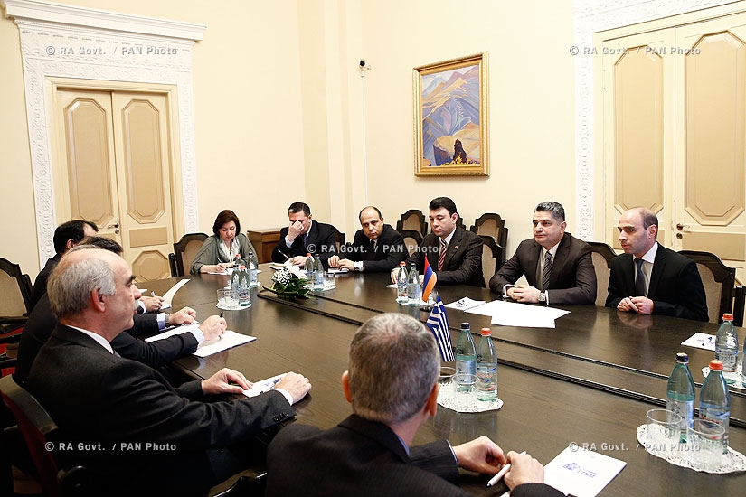 ՀՀ կառավարություն. Վարչապետ Տիգրան Սարգսյանն ընդունել է Հունաստանի խորհրդարանի նախագահ Վանգելիս Մեյմարակիսին