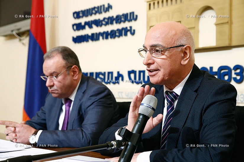 Press conference on activities, carried out by Ministry of Energy and Natural Resources and  Ministry of Transport and Communication for Armenia's accession to Customs Union