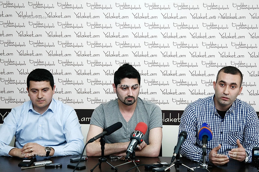 Пресс-конференция членов инициативы «Против» Давида Манукяна, Арташа Арабаджяна и Арута Агламазяна
