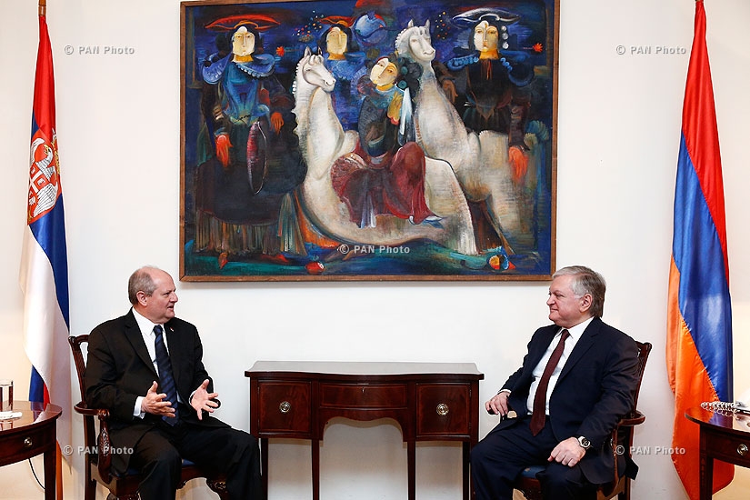 RA Minister of Foreign Affairs Edward Nalbandyan receives Serbian Foreign Minister Ivan Mrkić