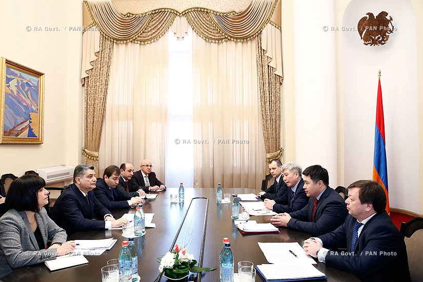 RA Govt.: Prime minister Tigran Sargsyan receives a delegation led by Eurasian Economic Commission Board Member-Minister Timur Suleymanov