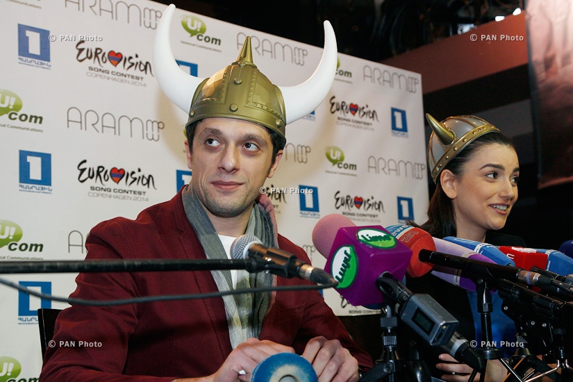 Пресс-конференция представляющего Армению на «Евровидении-2014» Арама MP3 и главы армянской делегации Гоар Гаспарян