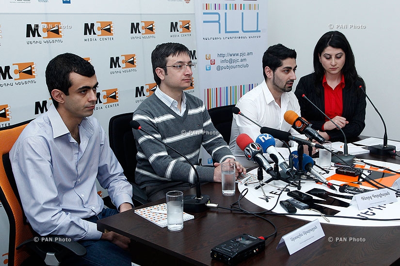 Press conference of I Am Against Initiative members David Manukyan, Artash Arabajyan and Gevorg Gorgisyan