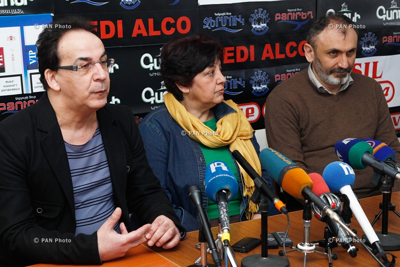 Press conference Mher Mkrtchyan's widow Tamar Hovhannisyan, Armen Martirosyan and Zaven Boyajyan