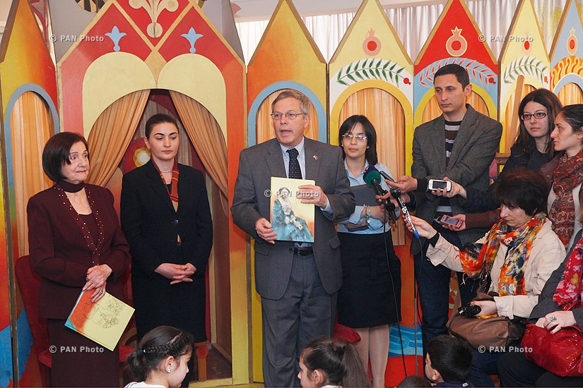 U.S. Ambassador John Heffern and Armenian actress Varduhi Varderesyan attend presentation of children's book “Clara Barton: Our Angel, Too” 