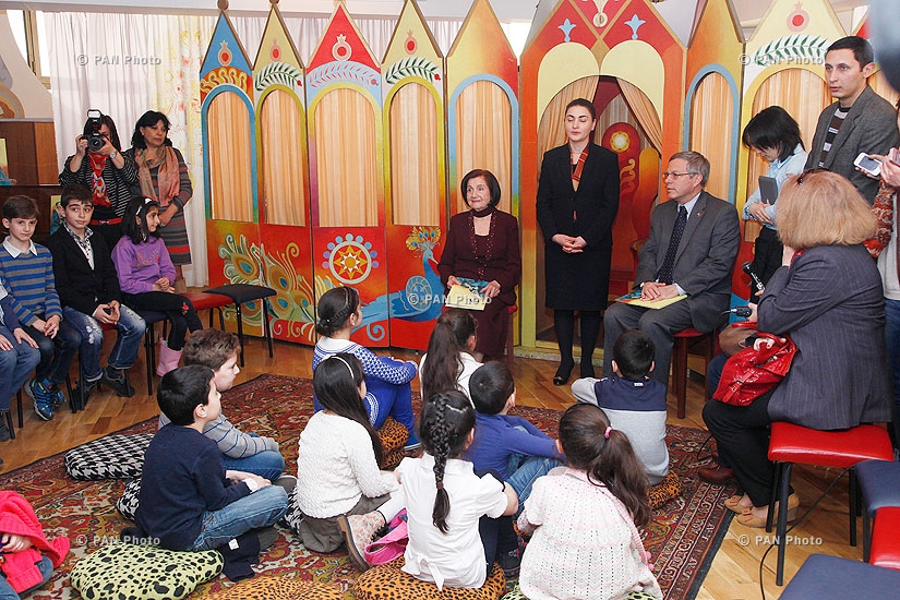 U.S. Ambassador John Heffern and Armenian actress Varduhi Varderesyan attend presentation of children's book “Clara Barton: Our Angel, Too” 