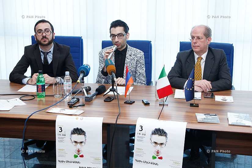 Пресс-конференция новоназначенного посла Италии в Армении Джиованни Ричиули и известного армянского пианиста Айка Меликяна