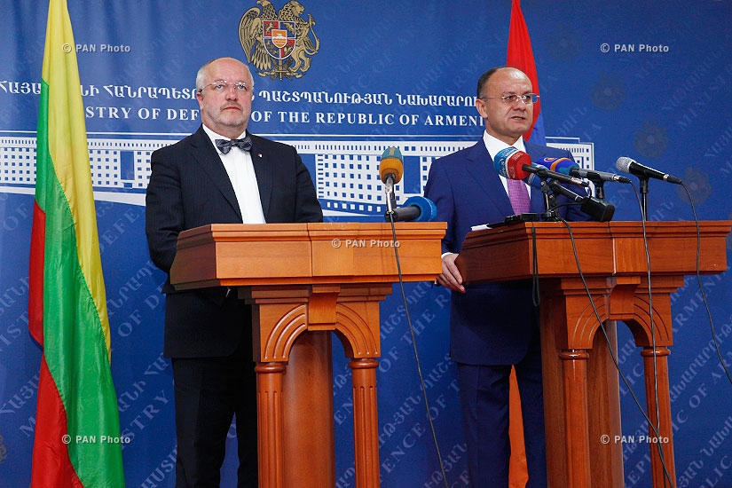 Joint press conference of Armenian Defense Minister Seyran Ohanyan and Lithuanian Minister of National Defense Juozas Olekas