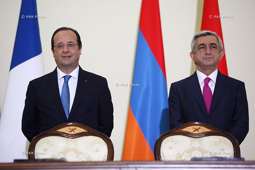 Совместная пресс-конференция президентов Армении и Франции и переговоры между делегациями