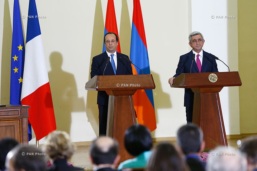 Հայաստանի և Ֆրանսիայի նախագահների համատեղ մամուլի ասուլիսը և պատվիրակությունների բանակցությունները