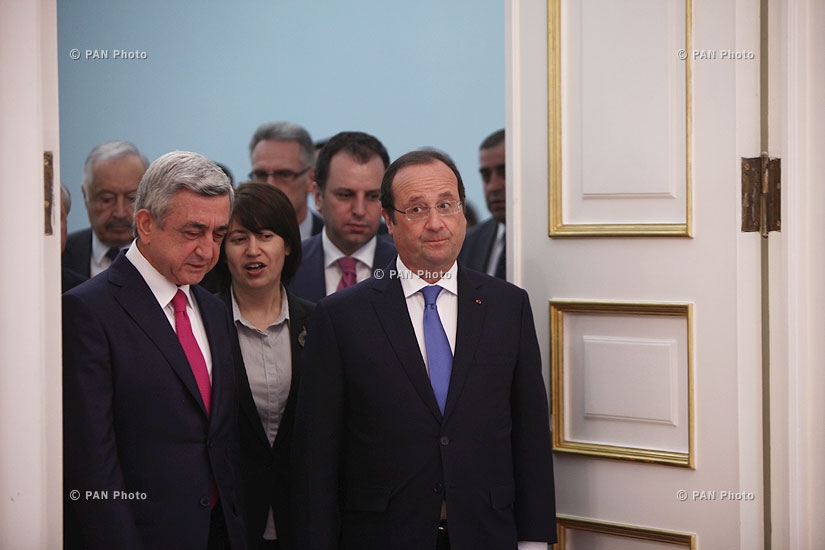 Joint press conference of Armenian and French Presidents and negotiations between delegations