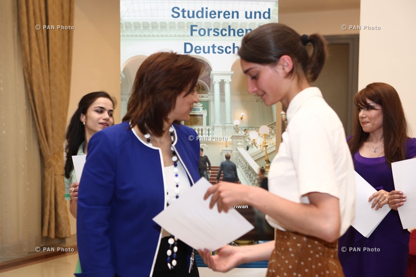  Deputy Head of Mission of the German Embassy Nadia Lichtenberger awards DAAD scholarship winners with certificates