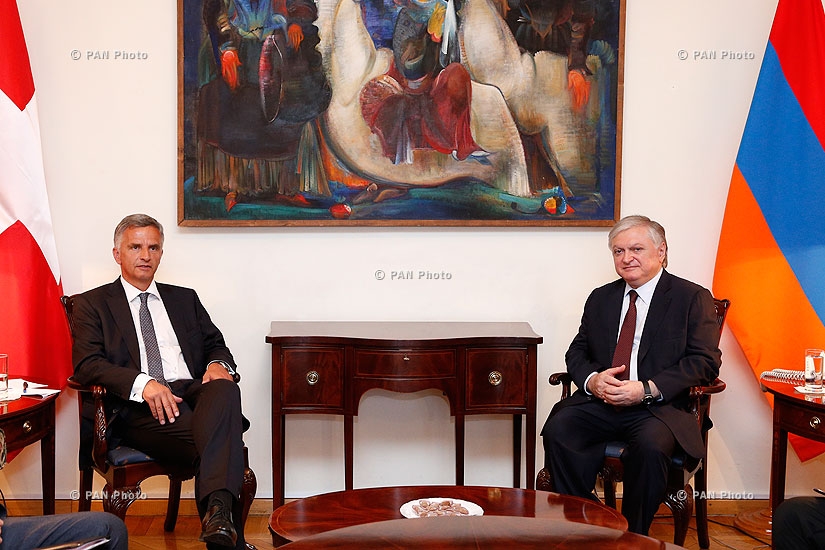 Armenian Foreign minister Edward Nalbandyan receives delegation, led by President of Switzerland, OSCE Chairperson-in-Office Didier Burkhalter 