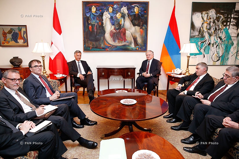 Armenian Foreign minister Edward Nalbandyan receives delegation, led by President of Switzerland, OSCE Chairperson-in-Office Didier Burkhalter 