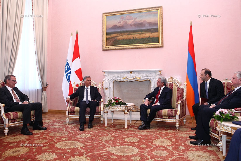 Armenian President Serzh Sargsyan receives President of Switzerland, OSCE Chairperson-in-Office Didier Burkhalter