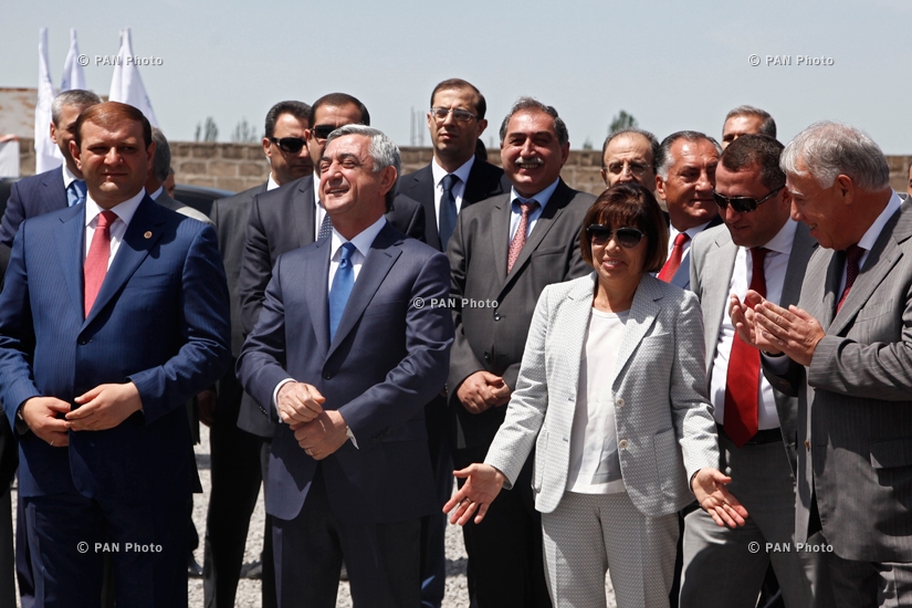 Armenian President Serzh Sargsyan participates in the groundbreaking ceremony of a new figure skating school