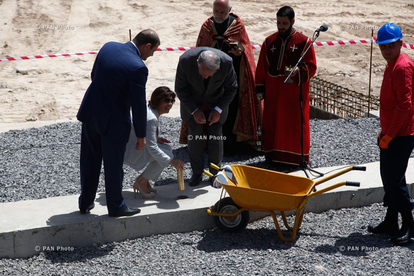 Armenian President Serzh Sargsyan participates in the groundbreaking ceremony of a new figure skating school