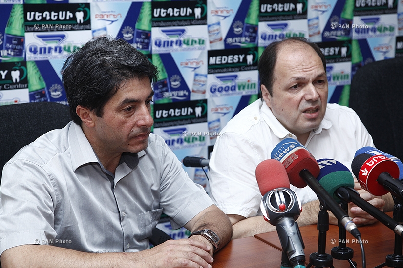 Press conference of Pyunik union president Hakob Abrahamyan and  Unison NGO CEO Armen Alaverdyan 