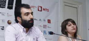 Press conference or filmmakers Jivan Avetisyan and Lusine Sargsyan, 11th Golden Apricot Film Festival