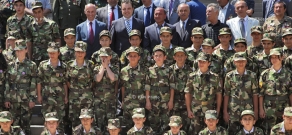 Artsakh war veterans' children and young yerkrapahs in National Assembly yard