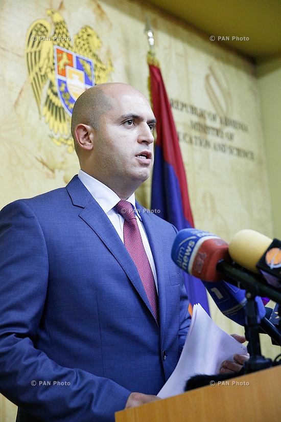 Press conference of Armenian Minister of Education and Science Armen Ashotyan  