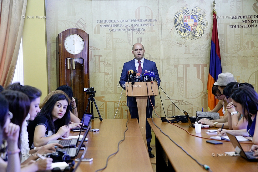 Press conference of Armenian Minister of Education and Science Armen Ashotyan  