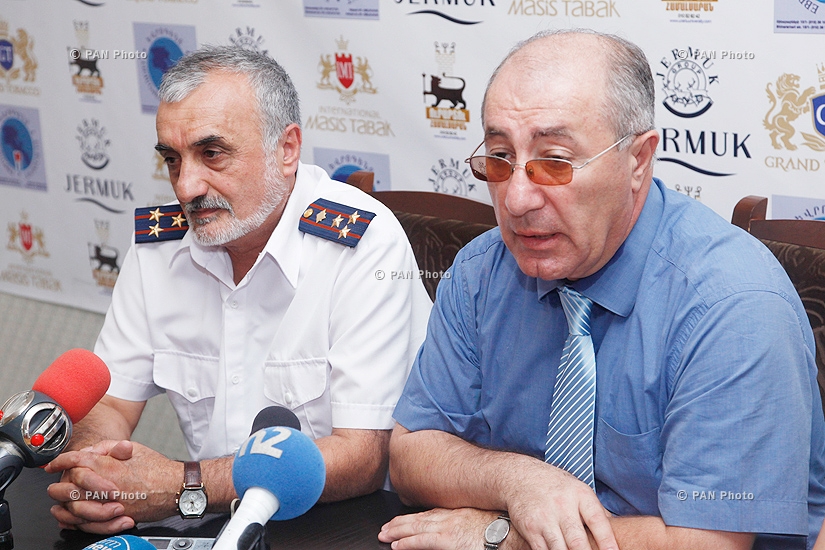 Press conference of the Advisor to Minister of Emergency Situations Andranik Hakobyan and  rector of Crises Management Institute of MES colonel of resque service Hamlet Matevosyan