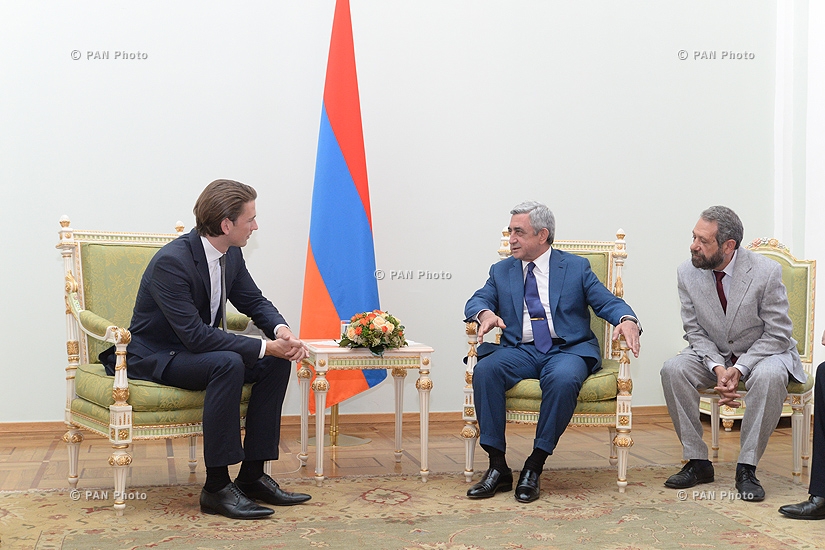 Armenian president Serzh Sargsyan receives  Foreign Minister of Austria Sebastian Kurz