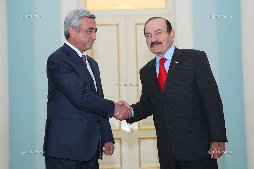 Newly-appointed Jordanian ambassador to Armenia Mohammad Nour Othman Yousef Balkar hands his credentials to RA president Serzh Sargsyan