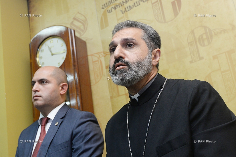 Press conference of Minister of Education and Science Armen Ashotyan and Ayb school Chairman, Priest Mesrop Aramyan