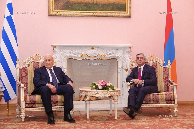 RA President Serzh Sargsyan receives Greece President Karolos Papoulias 