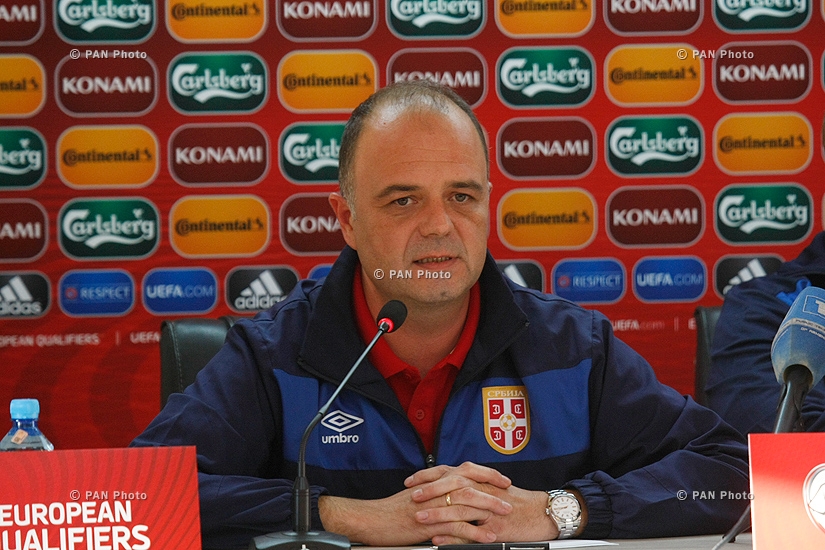 Press conference of Dick Advocaat, head coach of Serbian football team 