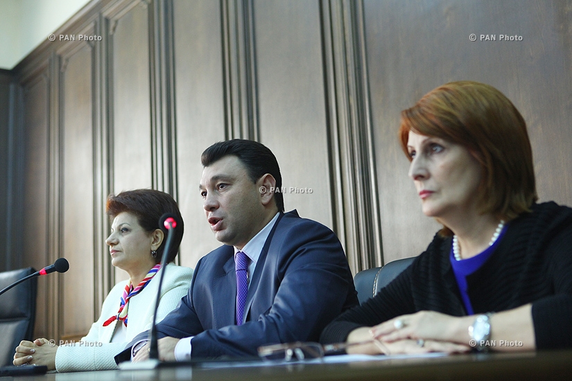Пресс-конференция Эдуарда Шармазанова, Эгине Бишарян и Карины Ачемян