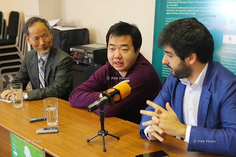 Press conference of Chinese violinist Fen Nin, composer Fu Tong Wong and chief conductor of State Youth Orchestra of Armenia Sergey Smbatyan