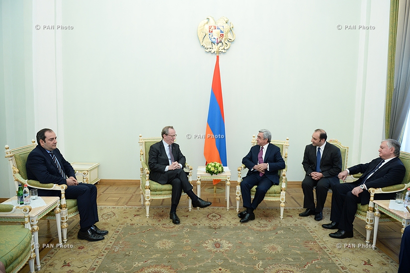 Newly appointed ambassador of Belgium to Armenia Alex Van Meuwen hands his credentials to RA president Serzh Sargsyan