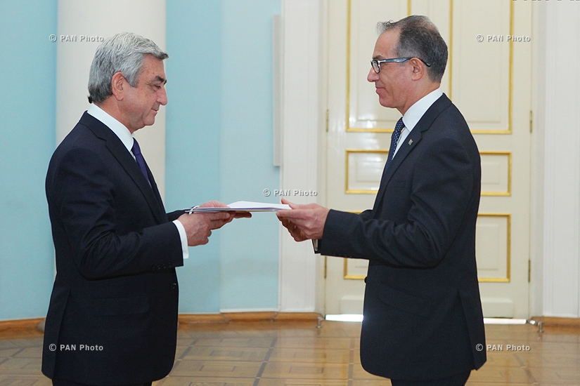 Ambassador of Uruguay to Armenia Juan Carlos Ojeda hands his credentials to RA president Serzh Sargsyan