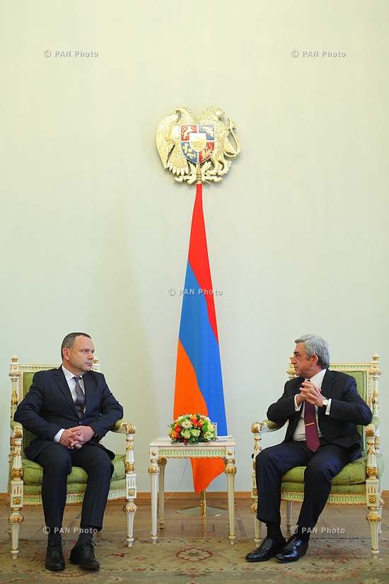 Newly appointed French Ambassador to Armenia Jean-François Charpentier hands his credentials to RA president Serzh Sargsyan