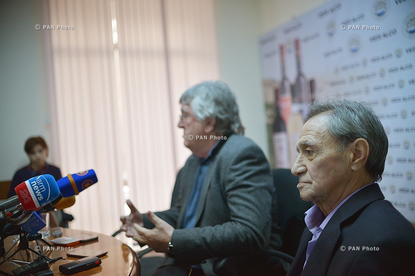 Press conference of football players Arkady Andreasyan and Eduard Markarov