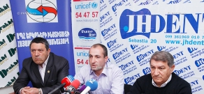 Пресс-конференция Вардана Товмасяна, Ваника Мхитаряна и Романа Саградяна