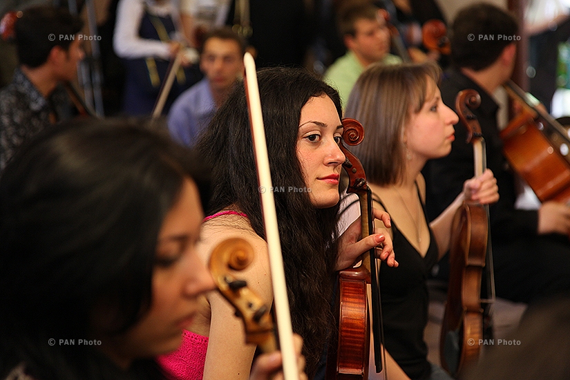 Rehearsal, backstage, concert of Symphonic Orchestra of the Mariinsky Theatre
