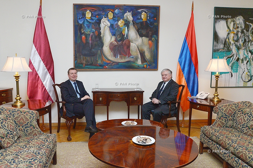 Minister of Foreign Affairs of Armenia Edward Nalbandyan receives Minister of Foreign Affairs of Latvia Edgars Rinkēvičs