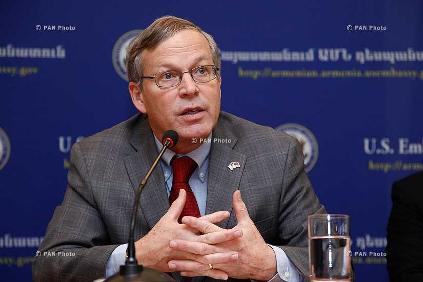 Press conference of U.S. Consul in Armenia Frank Tu and  U.S ambassador to Armenia John Heffern