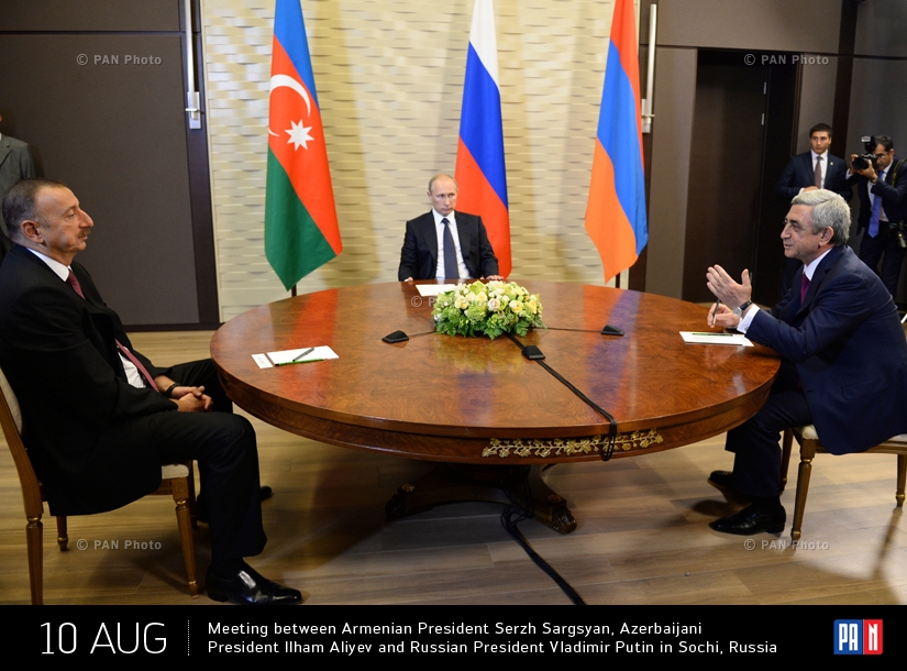Встреча президентов Армении, России и Азербайджана Сержа Саргсяна, Владимира Путина и Ильхама Алиева в Сочи 