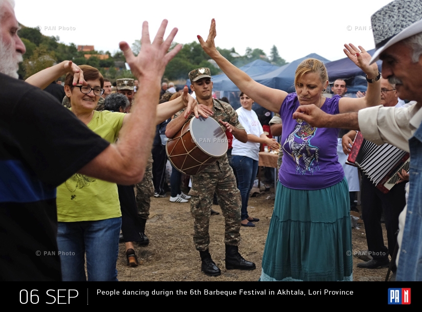 People dancing during the 6th Barbecue Festival in Akhtala,  Lori Province, Armenia