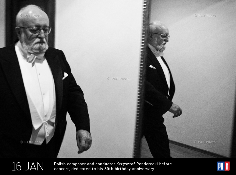 Polish composer and conductor Krzysztof Penderecki before concert, dedicated to his 80th birthday anniversary. Yerevan, Armenia
